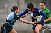 4 January 2025; Maebh Clenaghan of Wolfhounds is tackled by Ceitdh Ainsworth of Glasgow Warriors during the Celtic Challenge match between Wolfhounds and Glasgow Warriors at Kingspan Stadium in Belfast. Photo by Ramsey Cardy/Sportsfile