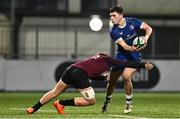 4 January 2025; Andre Ryan of Leinster is tackled by Ciaran Mangan of Ireland during the friendly match between Ireland U20 and Leinster Development XV at Energia Park in Dublin. Photo by Ben McShane/Sportsfile