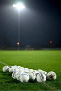 4 January 2025; A general view of footballs for the Kildare warm-up before the Intercounty Football Challenge match between Kildare and Galway at Cedral St Conleth's Park in Newbridge, Kildare. Photo by Piaras Ó Mídheach/Sportsfile