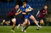 4 January 2025; Ruben Moloney of Leinster is tackled by Ireland players Aaron O'Brien, left, and Daniel Green during the friendly match between Ireland U20 and Leinster Development XV at Energia Park in Dublin. Photo by Ben McShane/Sportsfile