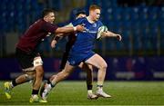 4 January 2025; Ruben Moloney of Leinster is tackled by Ireland players Aaron O'Brien, left, and Daniel Green during the friendly match between Ireland U20 and Leinster Development XV at Energia Park in Dublin. Photo by Ben McShane/Sportsfile