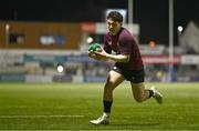 4 January 2025; Will Wootton of Ireland on his way to scoring a try during the friendly match between Ireland U20 and Leinster Development XV at Energia Park in Dublin. Photo by Ben McShane/Sportsfile