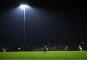 4 January 2025; Referee David Gough throws the ball to start the first half, as Matthew Tierney of Galway and Kevin Feely of Kildare await during the Intercounty Football Challenge match between Kildare and Galway at Cedral St Conleth's Park in Newbridge, Kildare. Photo by Piaras Ó Mídheach/Sportsfile