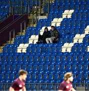 4 January 2025; Leinster and Ireland player Gus McCarthy, right, in attendance during the friendly match between Ireland U20 and Leinster Development XV at Energia Park in Dublin. Photo by Ben McShane/Sportsfile