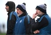 4 January 2025; Waterford manager Peter Queally, centre, with selectors Dan Shanahan, left, and Eoin Kelly, right, during the Intercounty Hurling Challenge Match between Waterford and Cork at Fraher Field in Dungarvan, Waterford. Photo by Seb Daly/Sportsfile