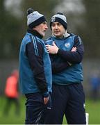 4 January 2025; Waterford manager Peter Queally, left, and selector Shane O'Sullivan before the Intercounty Hurling Challenge Match between Waterford and Cork at Fraher Field in Dungarvan, Waterford. Photo by Seb Daly/Sportsfile