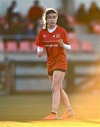 2 January 2025; Lucy Andrews of North East during the BearingPoint Sarah Robinson Cup Round 3 match between Midlands and North East at Shay Murtagh Park in Mullingar, Westmeath. Photo by Ben McShane/Sportsfile