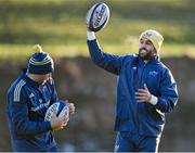 7 January 2025; Conor Murray, right, and Jack Crowley during Munster Rugby squad training at the University of Limerick in Limerick. Photo by David Fitzgerald/Sportsfile