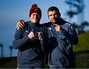 7 January 2025; Jack O'Donoghue, left, and Tadhg Beirne arrive to a Munster Rugby squad training at the University of Limerick in Limerick. Photo by David Fitzgerald/Sportsfile