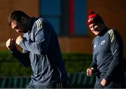 7 January 2025; Jack O'Donoghue, right, and Tadhg Beirne arrive to a Munster Rugby squad training at the University of Limerick in Limerick. Photo by David Fitzgerald/Sportsfile