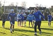 7 January 2025; Jordie Barrett, right, and Scott Penny during a Leinster Rugby squad training session at UCD in Dublin. Photo by Sam Barnes/Sportsfile