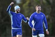 7 January 2025; Robbie Henshaw, left, and Jack Conan during a Leinster Rugby squad training session at UCD in Dublin. Photo by Sam Barnes/Sportsfile