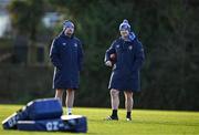 7 January 2025; Leinster senior coach Jacques Nienaber, left, and Leinster assistant coach Tyler Bleyendaal during a Leinster Rugby squad training session at UCD in Dublin. Photo by Sam Barnes/Sportsfile