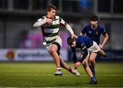 7 January 2025; David Cron of St Columba’s College evades the tackle of Joel Gyasi of Wilson's Hospital during the Bank of Ireland Leinster Rugby Boys Schools Vinnie Murray Cup 1st Round match between St Columba’s College and Wilson’s Hospital School at Energia Park in Dublin. Photo by Ben McShane/Sportsfile