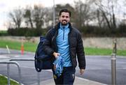 10 January 2025; Zach Elbouzedi arrives for a St Patrick's Athletic pre-season training session at the National Indoor Arena on the Sport Ireland Campus in Dublin. Photo by Stephen McCarthy/Sportsfile