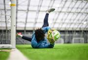 10 January 2025; Goalkeeper Joseph Anang during a St Patrick's Athletic pre-season training session at the National Indoor Arena on the Sport Ireland Campus in Dublin. Photo by Stephen McCarthy/Sportsfile