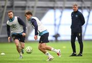 10 January 2025; Anto Breslin, Sean Hoare, left, and manager Stephen Kenny during a St Patrick's Athletic pre-season training session at the National Indoor Arena on the Sport Ireland Campus in Dublin. Photo by Stephen McCarthy/Sportsfile