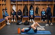 10 January 2025; Tom Grivosti and team-mates before a St Patrick's Athletic pre-season training session at the National Indoor Arena on the Sport Ireland Campus in Dublin. Photo by Stephen McCarthy/Sportsfile