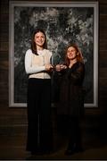 10 January 2025; Eva Noone from Galway club Kilkerrin-Clonberne, left, is presented with The Croke Park Hotel/LGFA Player of the Month award for December 2024 by Edele O’Reilly, Director of Sales and Marketing, The Croke Park Hotel, at The Croke Park Hotel in Jones Road, Dublin. Eva produced an AIB Player of the Match performance, including a scoring haul of 0-3, as Kilkerrin-Clonberne won a fourth successive AIB All-Ireland Senior club title at Croke Park on Saturday December 14. Photo by Seb Daly/Sportsfile