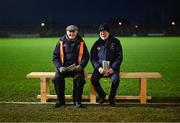 4 January 2025; Head steward Johnny Goudling, from Kilcullen, left, and event controller Séamus Ó Mídheach, from Ardclough GAA, before the Intercounty Football Challenge match between Kildare and Galway at Cedral St Conleth's Park in Newbridge, Kildare. Photo by Piaras Ó Mídheach/Sportsfile