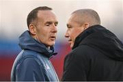 11 January 2025; Munster interim head coach Ian Costello, left, and Saracens head coach Joe Shaw before the Investec Champions Cup Pool 3 match between Munster and Saracens at Thomond Park in Limerick. Photo by David Fitzgerald/Sportsfile