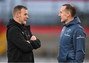 11 January 2025; Munster interim head coach Ian Costello, right, and Saracens Director of Rugby Mark McCall before the Investec Champions Cup Pool 3 match between Munster and Saracens at Thomond Park in Limerick. Photo by David Fitzgerald/Sportsfile