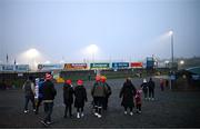 11 January 2025; Supporters arrive before the AIB GAA Football All-Ireland Senior Club Championship semi-final match between Coolera-Strandhill and Cuala at Kingspan Breffni Park in Cavan. Photo by Ramsey Cardy/Sportsfile