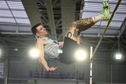 11 January 2025; Lorcan Murphy of Dundrum South Dublin AC, competes in the high jump event of the men's senior men heptathlon during day one of the 123.ie National Indoor AAI Games and Combined Events at the National Indoor Arena on the Sport Ireland Campus in Dublin. Photo by Sam Barnes/Sportsfile