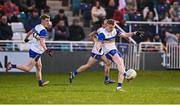 11 January 2025; Peter Óg McCartan of Errigal Ciarán kicks the last point in the second half of normal time to send the match to extra-time during the AIB GAA Football All-Ireland Senior Club Championship semi-final match between Dr Crokes and Errigal Ciarán at Cedral St Conleth's Park in Newbridge, Kildare. Photo by Piaras Ó Mídheach/Sportsfile