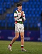 7 January 2025; Pelayo Avello Caso of St Columba’s College during the Bank of Ireland Leinster Rugby Boys Schools Vinnie Murray Cup 1st Round match between St Columba’s College and Wilson’s Hospital School at Energia Park in Dublin. Photo by Ben McShane/Sportsfile