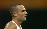 22 August 2004; Ireland's James Nolan after finishing his semi-final of the Men's 1500m Semi-final. Olympic Stadium. Games of the XXVIII Olympiad, Athens Summer Olympics Games 2004, Athens, Greece. Picture credit; Brendan Moran / SPORTSFILE