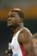 22 August 2004; Justin Gatlin of the USA after his victory in the Men's 100m Final. Olympic Stadium. Games of the XXVIII Olympiad, Athens Summer Olympics Games 2004, Athens, Greece. Picture credit; Brendan Moran / SPORTSFILE