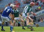 28 September 2013; James Skehill, Leinster, in action against Bonner Maher, Munster, during a Super 11s Hurling Exhibition game. GAA Hurling All-Ireland Senior Championship Final Replay, Cork v Clare, Croke Park, Dublin. Picture credit: Ray McManus / SPORTSFILE