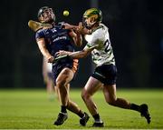 22 January 2025; Darragh Shaughnessy of ATU Galway in action against Evan O'Leary of UL during the Electric Ireland Higher Education GAA Fitzgibbon Cup round two match between University of Limerick and ATU Galway at the University of Limerick in Limerick. Photo by Piaras Ó Mídheach/Sportsfile