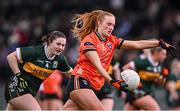 25 January 2025; Blaithin Mackin of Armagh in action against Fay O'Donoghue of Kerry during the Lidl Ladies National Football League Division 1 match between Kerry and Armagh at Austin Stack Park in Tralee, Kerry. Photo by Piaras Ó Mídheach/Sportsfile