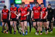 26 January 2025; Down players leave the pitch after their defeat in the Allianz Football League Division 2 match between Roscommon and Down at King & Moffatt Dr Hyde Park in Roscommon. Photo by Ben McShane/Sportsfile