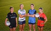 29 January 2025; In attendance at the GAA National Games Development Centre, Abbotstown, to mark the 2025 AIG/LGFA HEC season launch are, from left, Mia Doherty of Queen's University Belfast and Kildare, Clare Walsh of University of Limerick and Waterford, Aisling Madden of University College Dublin and Galway and Abigail Ring of UCC and Cork. AIG is the proud partner of the LGFA’s Higher Education (HEC) third-level competitions in addition to the LGFA’s Official Insurance Partner. Photo by Piaras Ó Mídheach/Sportsfile