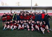 28 January 2025; St Mary's Edenderry players celebrate with the cup after the Ann McInerney Cup, Divison 3A Senior final match between St Mary's in Edenderry, Offaly, and Coláiste Lorcáin in Castledermot, Kilkenny, at Mullingar RFC in Mullingar, Westmeath. Photo by Ben McShane/Sportsfile