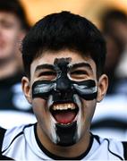 31 January 2025; A Belvedere College supporter before the Bank of Ireland Leinster Rugby Boys Schools Senior Cup first round match between Belvedere College and Wesley College at Energia Park in Dublin. Photo by Tyler Miller/Sportsfile