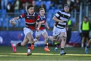 31 January 2025; Charlie Hempenstall of Wesley College breaks clear during the Bank of Ireland Leinster Rugby Boys Schools Senior Cup first round match between Belvedere College and Wesley College at Energia Park in Dublin. Photo by Tyler Miller/Sportsfile