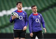 31 January 2025; Ben Curry, left, and George Ford during an England rugby captain's run at the Aviva Stadium in Dublin. Photo by Sam Barnes/Sportsfile