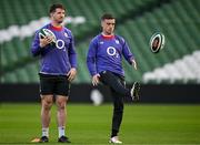 31 January 2025; Ben Curry, left, and George Ford during an England rugby captain's run at the Aviva Stadium in Dublin. Photo by Sam Barnes/Sportsfile