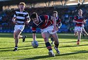 31 January 2025; Max Colbert of Wesley College scores his side a try during the Bank of Ireland Leinster Rugby Boys Schools Senior Cup first round match between Belvedere College and Wesley College at Energia Park in Dublin. Photo by Tyler Miller/Sportsfile