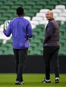 31 January 2025; England head coach Steve Borthwick, right, and Maro Itoje during an England rugby captain's run at the Aviva Stadium in Dublin. Photo by Sam Barnes/Sportsfile