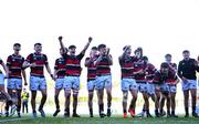 31 January 2025; The Wesley College team celebrate after the Bank of Ireland Leinster Rugby Boys Schools Senior Cup first round match between Belvedere College and Wesley College at Energia Park in Dublin. Photo by Tyler Miller/Sportsfile