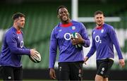 31 January 2025; Maro Itoje, centre, during an England rugby captain's run at the Aviva Stadium in Dublin. Photo by Sam Barnes/Sportsfile