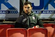 31 January 2025; Derry City substitute Patrick Hoban before the pre-season friendly match between Derry City and Ballymena United at the Ryan McBride Brandywell Stadium in Derry. Photo by Stephen McCarthy/Sportsfile