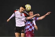 31 January 2025; Dean Ebbe of Dundalk in action against Ryan Brennan of Drogheda United during the Jim Malone Cup match between Dundalk and Drogheda United at Oriel Park in Dundalk, Louth. Photo by Piaras Ó Mídheach/Sportsfile