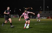 31 January 2025; Michael Duffy of Derry City scores his side's goal during the pre-season friendly match between Derry City and Ballymena United at the Ryan McBride Brandywell Stadium in Derry. Photo by Stephen McCarthy/Sportsfile