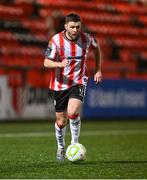 31 January 2025; Dom Thomas of Derry City during the pre-season friendly match between Derry City and Ballymena United at the Ryan McBride Brandywell Stadium in Derry. Photo by Stephen McCarthy/Sportsfile